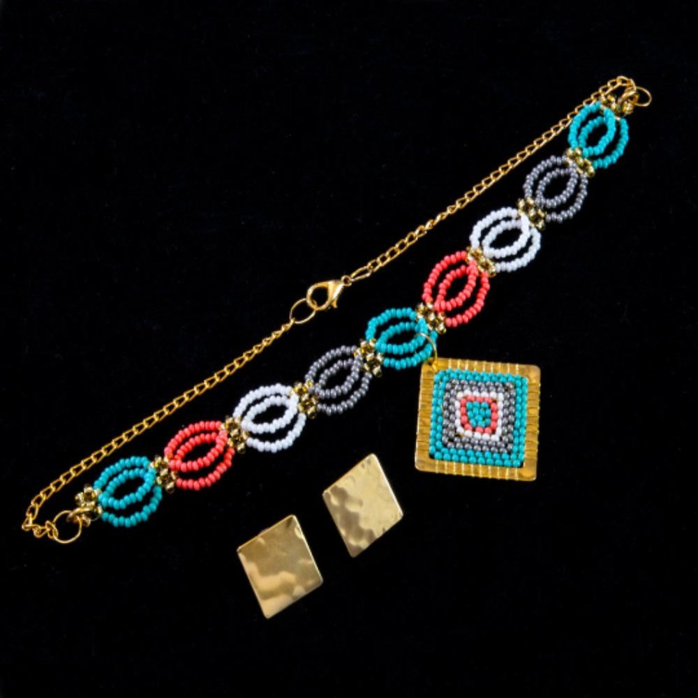 Handmade Bead Choker Crochet Set Accessories Jewel